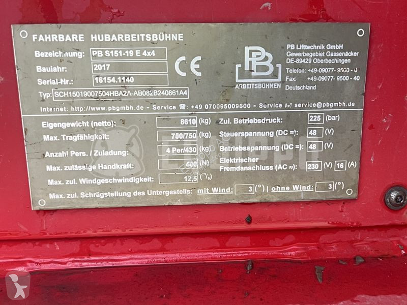 Vysokozdvižná plošina  PB S151-19E 4x4 (15m)