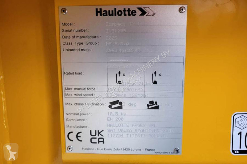 Nacelle Haulotte 12DX Valid Inspection,...
