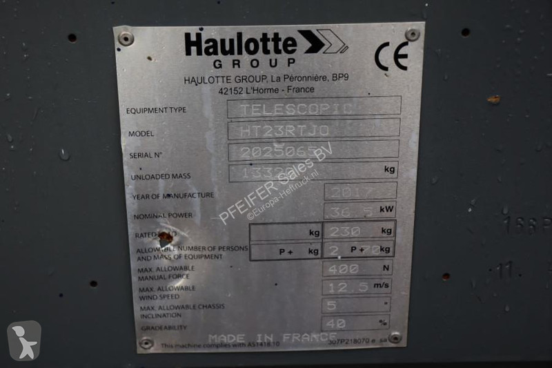 Haulotte HT23RTJ O Valid inspection,...