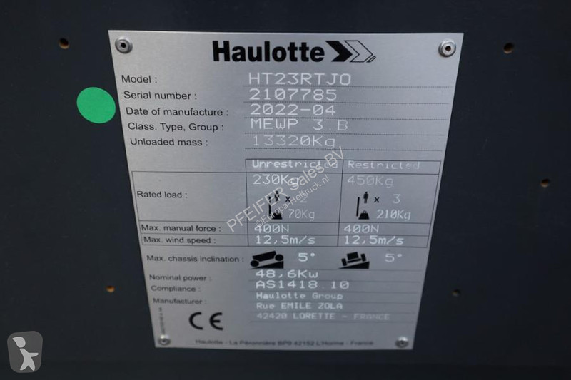 Vysokozdvižná plošina Haulotte HT23RTJ O Valid...