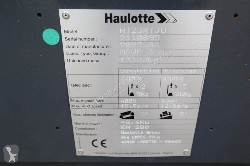 Nacelle Haulotte HT23RTJ O Valid Inspection,...