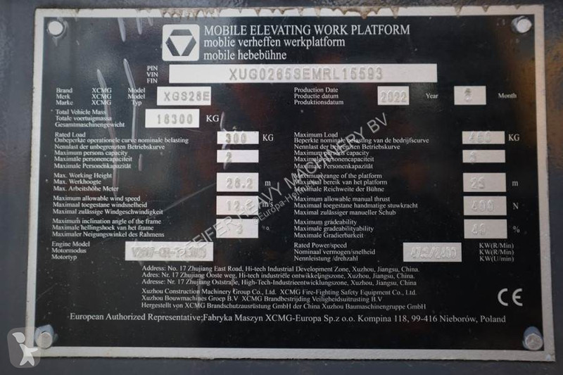 Piattaforma aerea XCMG XGS28E Valid inspection,...