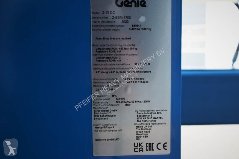Hoogwerker Genie Z45-DC Valid inspection,...