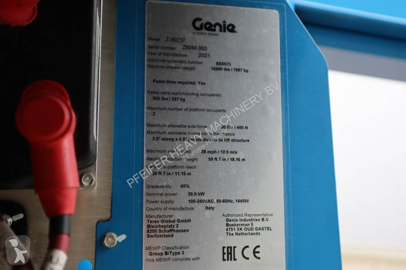 Hoogwerker Genie Z60/37FE Valid Inspection,...