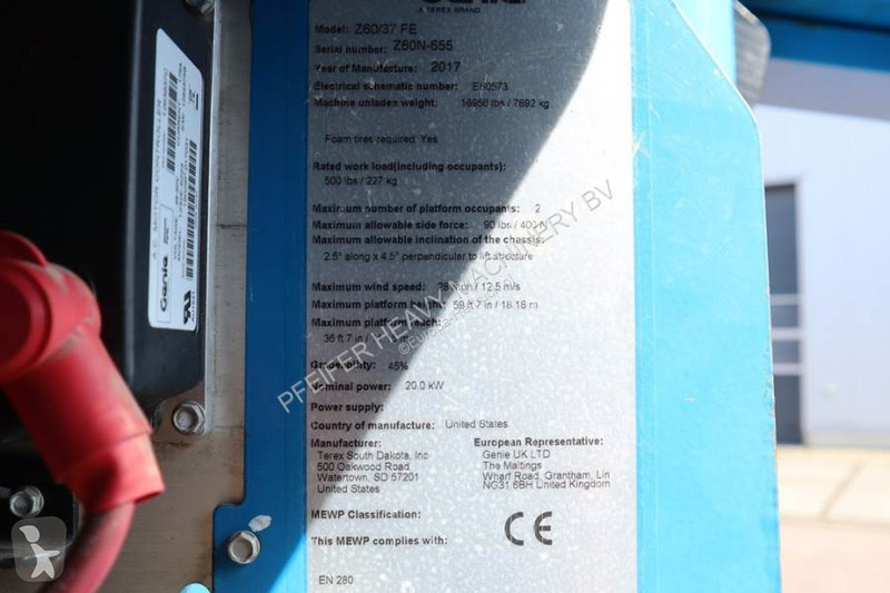 Gondola Genie Z60/37FE Valid Inspection,...