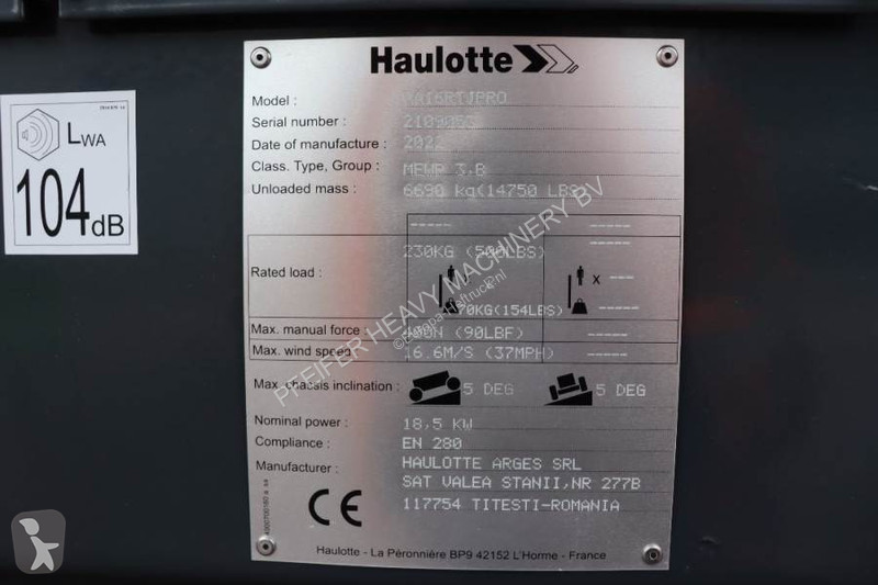 Hoogwerker Haulotte HA16RTJ Pro