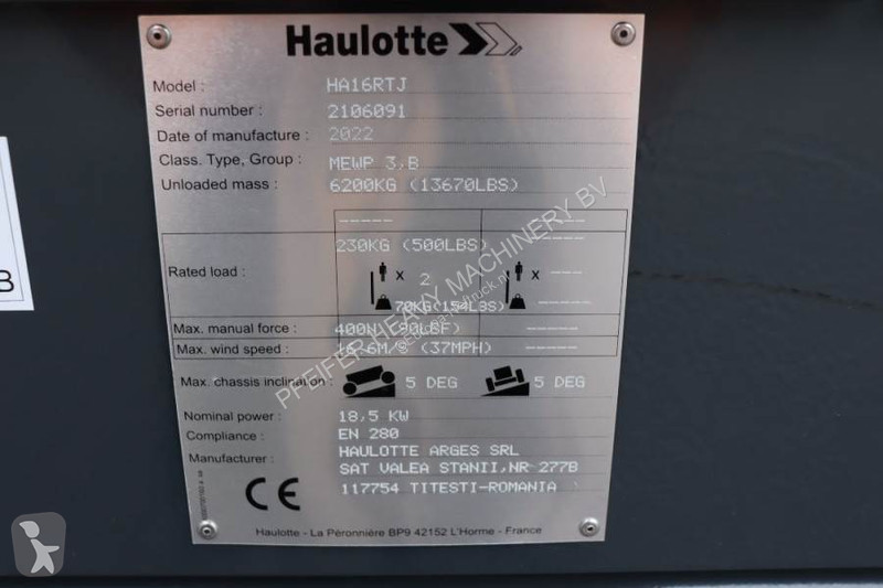 Nacelle Haulotte HA16RTJ Valid Inspection,...
