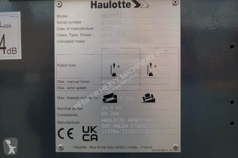 Hoogwerker Haulotte HA16RTJ Valid Inspection,...