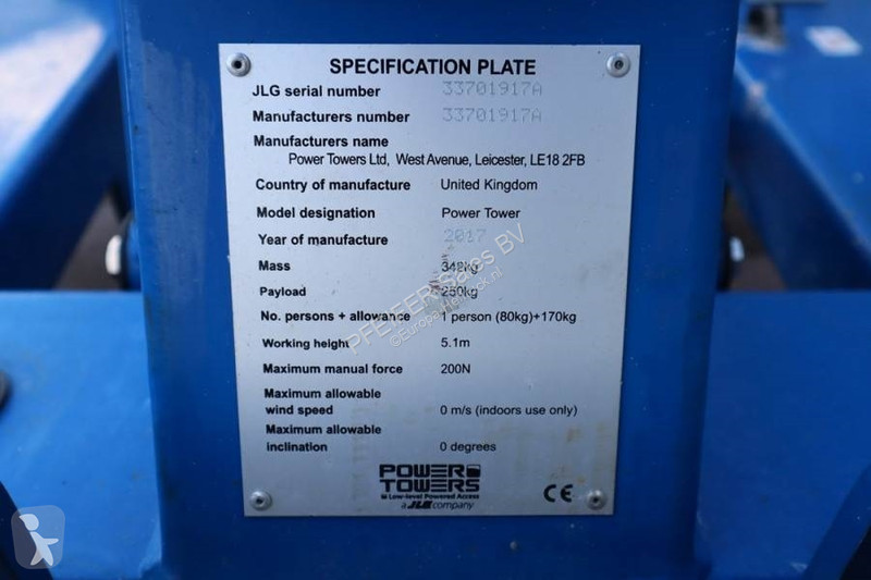 Hoogwerker JLG Power Tower Electric, 5.10m...