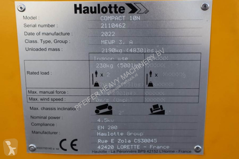 Hoogwerker Haulotte Compact 10N Valid...