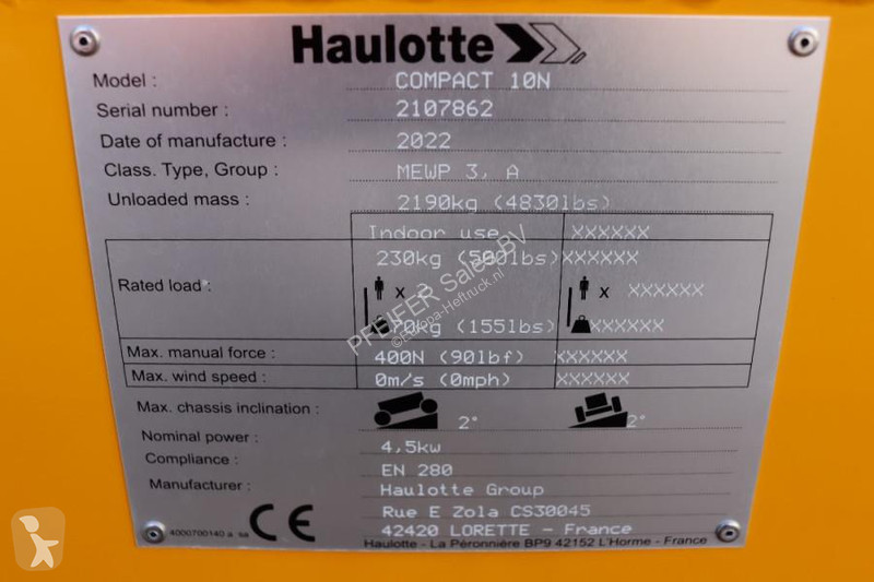 Vysokozdvižná plošina Haulotte Compact 10N...