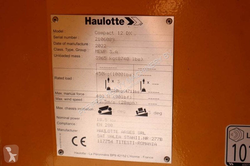 Nacelle Haulotte 12DX Valid Inspection,...