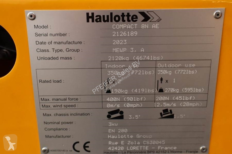 Hoogwerker Haulotte Compact 8N Valid...