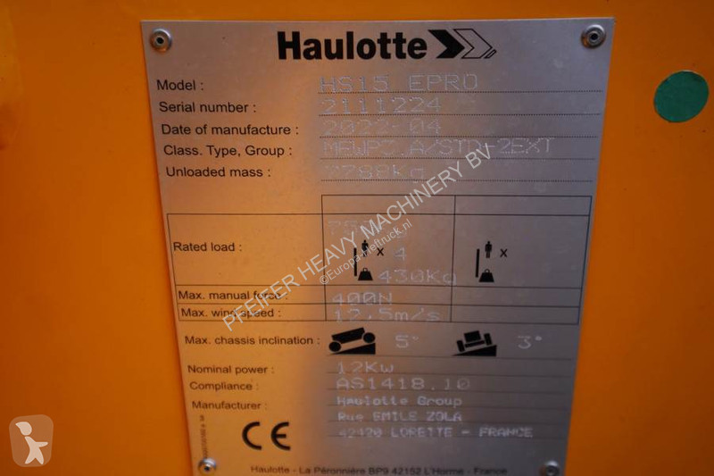 منصة تلسكوبية Haulotte HS15EPRO Valid...