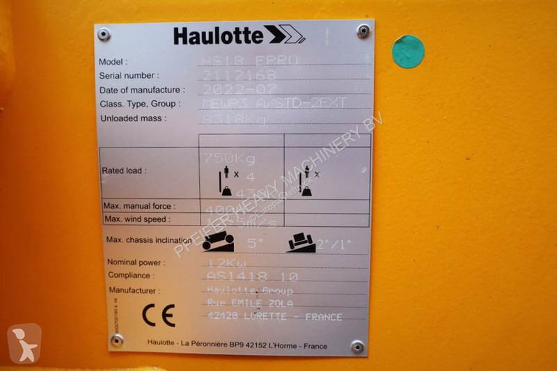 Lift Haulotte HS18EPRO Valid Inspection,...