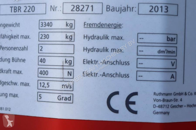 Hoogwerker Ruthmann TBR220 Also Available For...