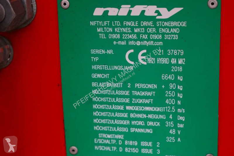 منصة تلسكوبية Niftylift HR21 HYBRIDE 4x4 Valid...