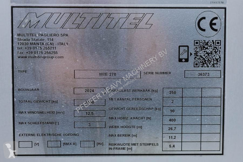 Piattaforma aerea Multitel MTE270 Valid...