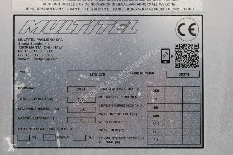 Lift Multitel MTE270 Valid inspection,...