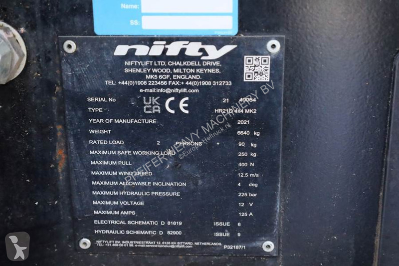 Hoogwerker Niftylift HR21D 4x4 MK2 Diesel, 4x4...