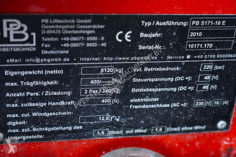 Piattaforma aerea PB LIFT S171-16E Electric,...