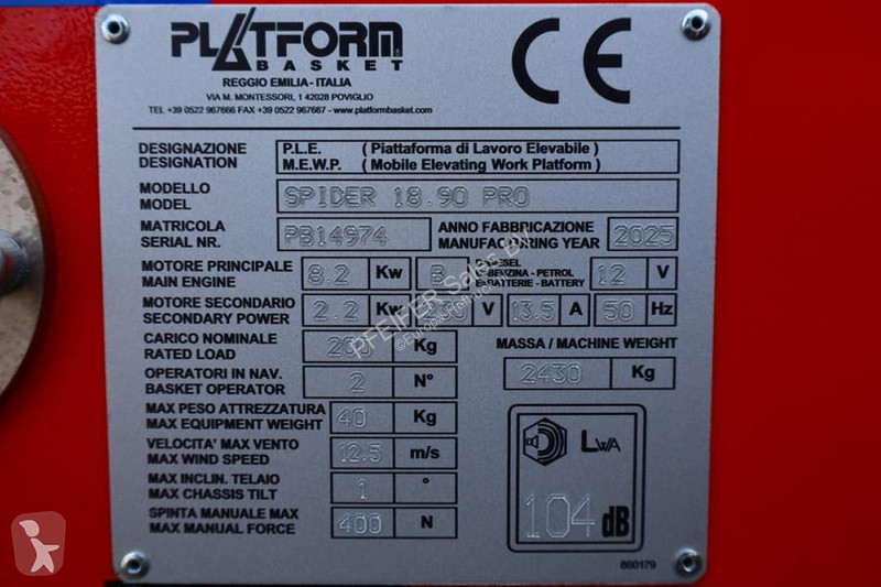 منصة تلسكوبية Platform Basket Spider 18.90 PRO...