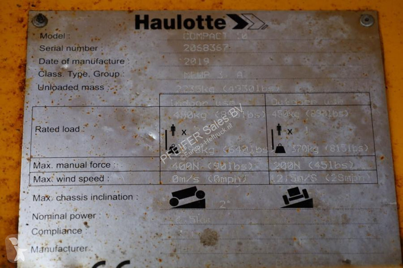 Vysokozdvižná plošina Haulotte Compact 10...