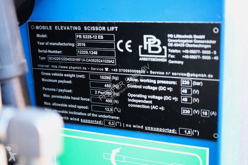 Piattaforma aerea PB LIFT S225-12ES Electric,...