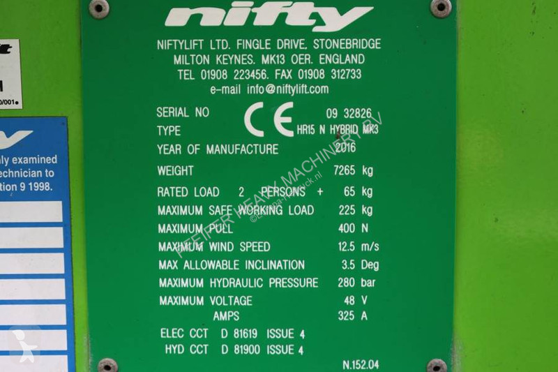 Nacelle Niftylift HR15N Hybrid MK3 Hybrid, 4x2...