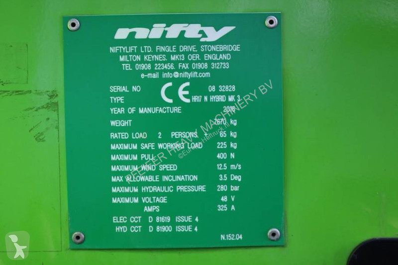 Nacelle Niftylift HR17N HYBRID MK3 Hybrid...