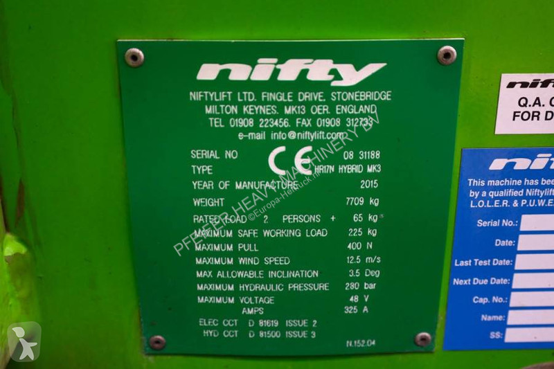 Hoogwerker Niftylift HR17N Hybrid MK3 Hybrid...