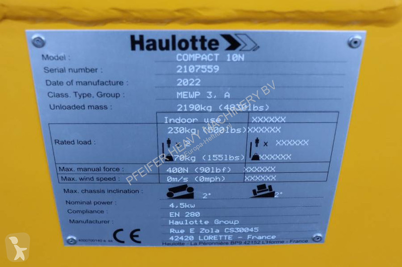 Hoogwerker Haulotte Compact 10N Valid...