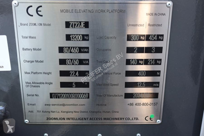 Vysokozdvižná plošina Zoomlion ZT22JE Fully...