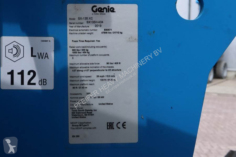 Hoogwerker Genie SX135XC Diesel, 43m Working...