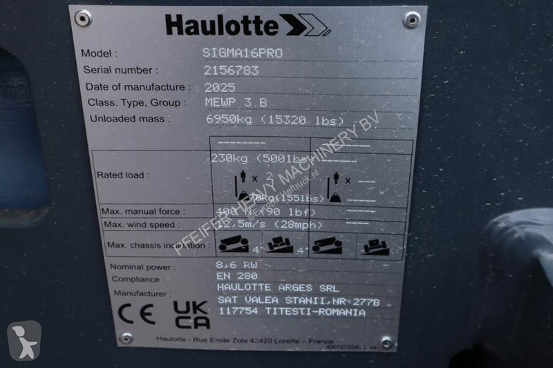 Gondola Haulotte SIGMA 16PRO NEW / UNUSED,...
