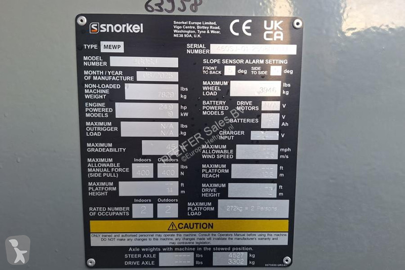 Вишка Snorkel 460SJ Valid Inspection,...