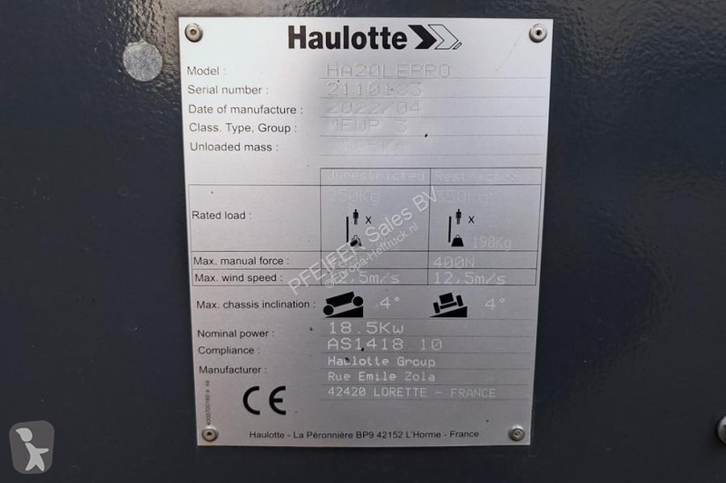 Plataforma elevadora Haulotte HA20LEPRO Valid...