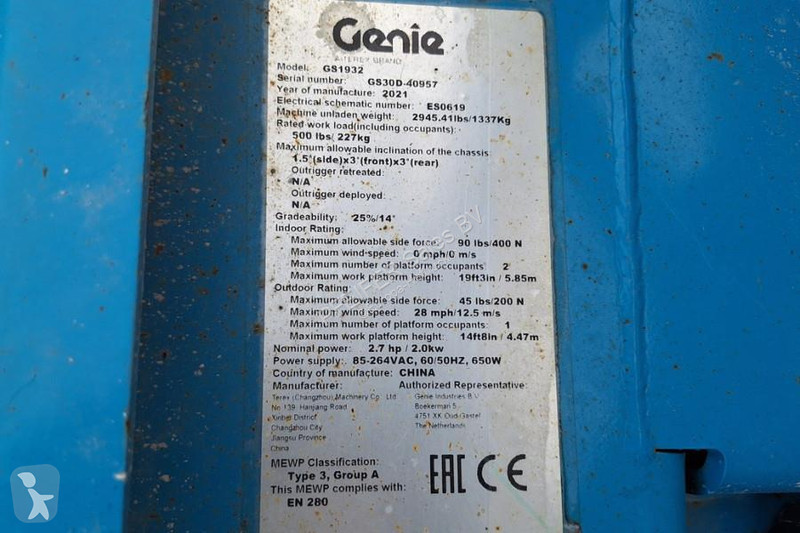Vysokozdvižná plošina Genie E-Drive Several In...