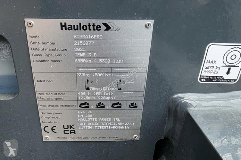 Plataforma elevadora Haulotte SIGMA 16PRO NEW /...