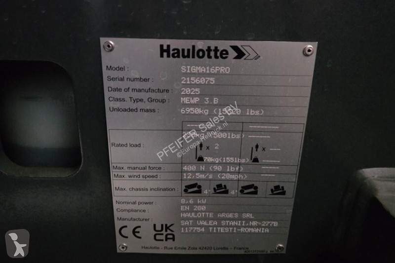 Plataforma elevadora Haulotte SIGMA 16PRO NEW /...