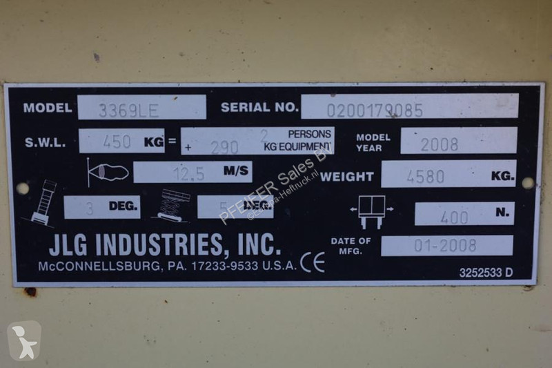 منصة تلسكوبية JLG Electric, 12m Working Height,...