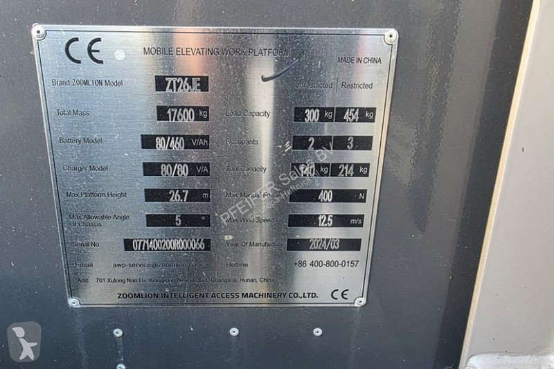 Plataforma Zoomlion ZT26JE Fully Electric...