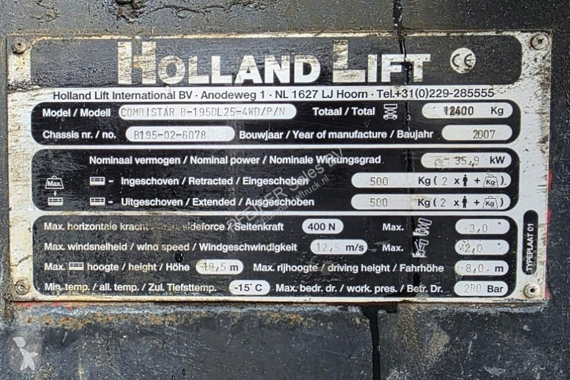 Vysokozdvižná plošina Hollandlift Combistar...