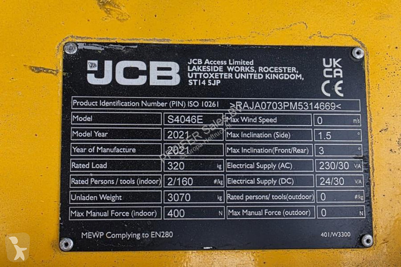 Автовышка JCB S4046E Valid inspection, 14m...