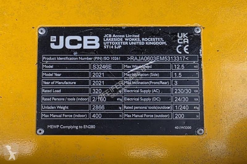 Автовышка JCB S3246E Electric, 12m Working...