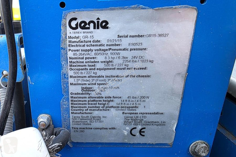 منصة تلسكوبية Genie Electric, 6.5m Working...
