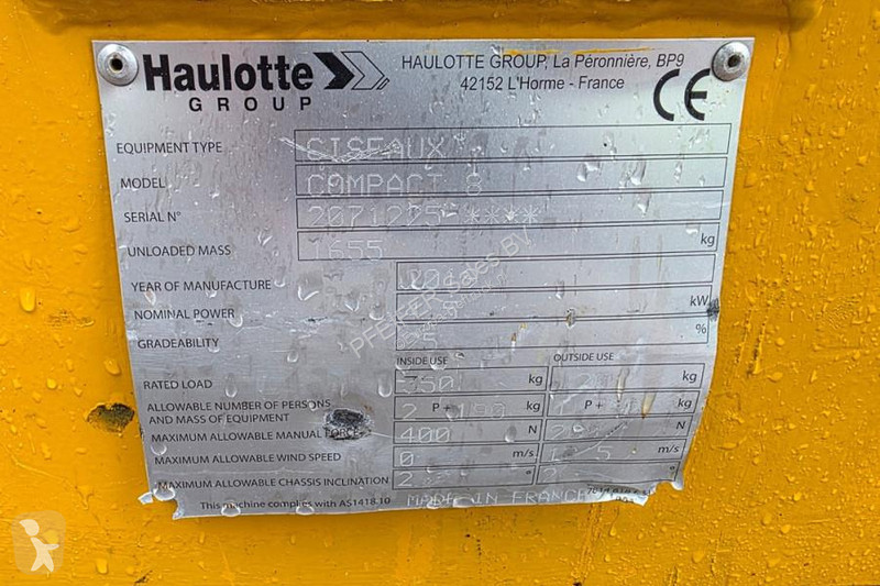Vysokozdvižná plošina Haulotte Compact 8 As-Is,...
