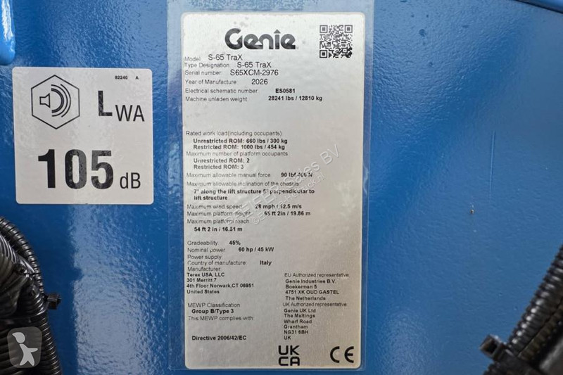 منصة تلسكوبية Genie XC Trax Valid inspection,...