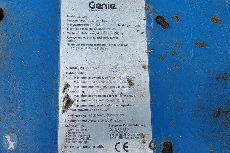 منصة تلسكوبية Genie Electric, Working Height...