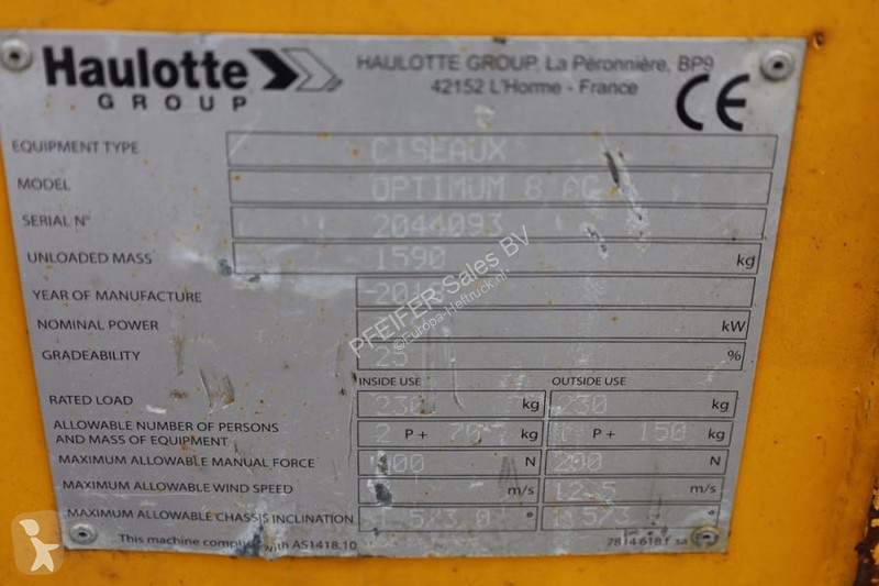 منصة تلسكوبية Haulotte As-Is, Electric, 7.77m...